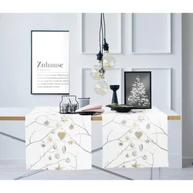 APELT Tischläufer, Beigebraun, Weiß, Textil, Weihnachten, rechteckig, 46x140 cm, Oeko-Tex® Standard 100, Wohntextilien, Tischwäsche, Tischläufer