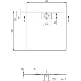 Villeroy & Boch Architectura MetalRim Duschwanne 90 x 90 x 1,5 cm, weiß
