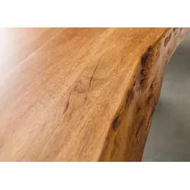 MASSIVMOEBEL24.DE Baumtisch Akazie 220x100x77 Akazie natur lackiert / X-Beine silber matt FREEFORM 5