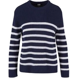 URBAN CLASSICS Rib Striped Pullover Navy / White 5XL