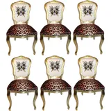 Pompöös by Casa Padrino Luxus Barock Esszimmerstühle Glitzerkrone & Engelsflügel Leopard / Weiß / Gold 50 x 60 x H.104 cm - Pompööse Barock Stühle designed by Harald Glööckler - 6 Esszimmerstühle