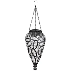 LED Solar Hängeleuchte, Tropfen mit Dekor, H 50 cm