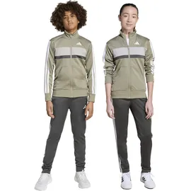 adidas Kinder SEASONAL ESSENTIALS TIBERIO 3 STRIPES TRICOT TRACKSUIT, silver pebble/grey six/metal grey/white, 13-14 Years
