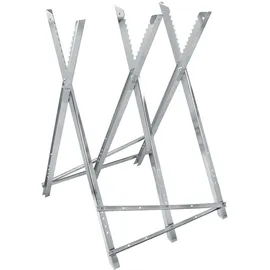 ECD Germany Sägebock für Kettensäge, 3-Fach, Metall verzinkt, 150 kg Belastbarkeit, klappbar & verstellbar, 83x74,5x84,5 cm, Sägegestell mit Zahnung, Sägehilfe Holzsägebock Kettensägebock Holzbock