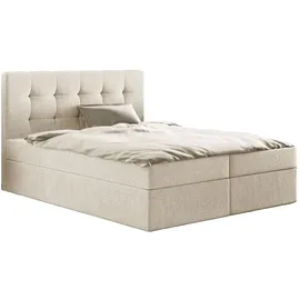 kaiser möbel Boxspringbett mit matratze und bettkasten, Schlafbett LUDANO 160 cm x 200 cm stoff Sydney Perle H3 - Beige