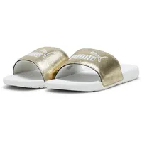 Puma Cool Cat 2.0 Metallic Shine Slide Sandal, Gold Silver White, 40.5 EU