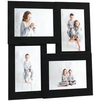 VidaXL Collage Bilderrahmen für 4x(10x15 cm) Fotos Schwarz MDF