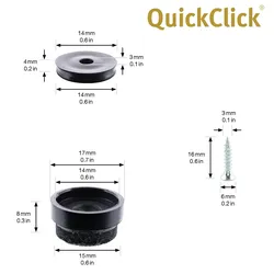 WAGNER QuickClick® Filzgleiter robust NATURAL - zum Schrauben, 4x Basis & Schraube & Einsatz Ø 17 mm, DE Ware - 15785000