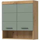 inn.furn Hängeschrank in Grün und Eiche 74 x 79 cm, Shawn