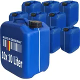 plasteo® 10 Stück 10 Liter Kanister Wasserkanister Campingkanister mit Sichtstreifen Lebensmittelecht BPA frei Gastronomie Gewerbe Camping Wohnwagen