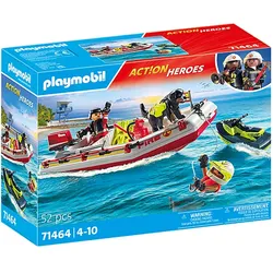 PLAYMOBIL Feuerwehrboot mit Aqua Scooter, Aktion/Abenteuer, 4 Jahr(e), Mehrfarbi