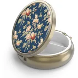 Pillendose Pillendose mit Spiegel Retro 3 Fächer Kleine Pillendose Bronze Kleine runde Pillendose oder Vitamine, Fischöl, Nahrungsergänzungsmittel, Pillenbehälter