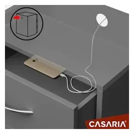 CASARIA Nachttisch Eloise Anthrazit 54x39x28cm mit LED