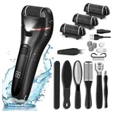 oyajia Elektrischer Hornhautentferner 10 in 1 Fußpflege-Set, Fußfeile Pediküre USB Fußpflege Hornhauthobel, Abgestorbener Hautentferner für Füße,mit 3 Rollen, 2 Geschwindigkeiten schwarz