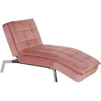 Beliani Chaiselongue Samtstoff Rosa verstellbar Loiret