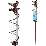 Sinlay Regenmesser FüR Garten, Regenmesser Frostsicher, Regenmesser Mit Erdspieß,17 üBersichtliche Ziffernskalen, VogelföRmiges Bronze-Wickeldesign, Garten Deko, FüR Rasen Terrasse Hof Landschaft、A