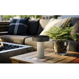 B.K.Licht Tischlampe LED 16x20 cm Akku/Solar spritzwassergeschützt IP44 Altweiß/Anthrazit