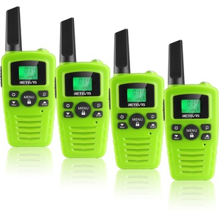 Retevis RA635 Walkie Talkies 4er Pack, PMR446 Lizenzfrei 16 Kanäle, LED-Taschenlampe, 10 Ruftöne, VOX Freisprecheinrichtung, Walkie-Talkie für Familien im Freien (Grün)