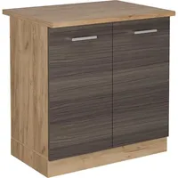 Vicco Spülenunterschrank R-Line, Edelgrau/Goldkraft Eiche, 80 cm, AP Eiche