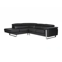 vente-unique KAUF-UNIQUE.DE Ecksofa Leder - Ecke Links - Schwarz - mystique