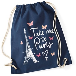 Autiga Turnbeutel Turnbeutel Take me to Paris Eiffelturm Hipster Beutel Tasche Jutebeutel Gymsac Autiga® blau