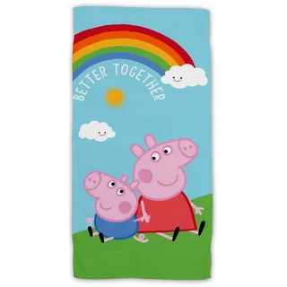 Jerry Fabrics AC-Déco Peppa Pig – Strandtuch aus Baumwolle, Regenbogen, mehrfarbig, 70 x 140 cm