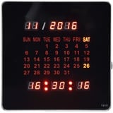 Gaeirt LED-Digital-Wanduhr, doppelt hängender, leuchtender Digitalkalender, präzise Zeitmessung, Schalterspeicher, Aluminiumlegierung, 20 * 20CM(Schwarz)