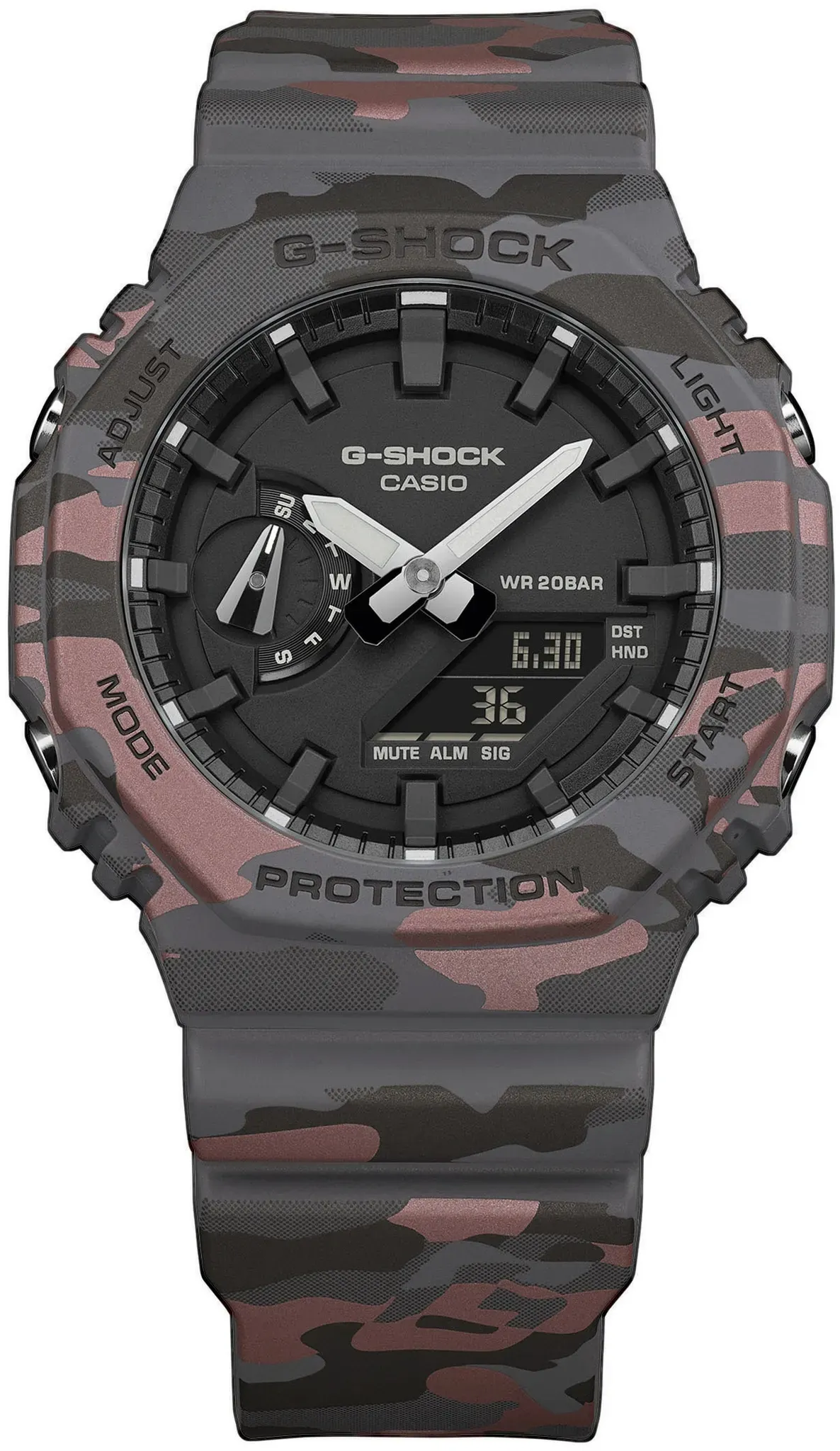 Chronograph CASIO G-SHOCK, grau (rosa, grau), Armbanduhren, Herren, Chronograph, Quarzuhr, Armbanduhr, Herrenuhr, analog, digital