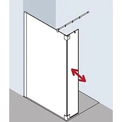 Kermi Pasa XP Seitenwand mit beweglichem Flügel PXT1L08018VAK 80x185cm, silber hochglanz, ESG klar, links, auf Duschwanne