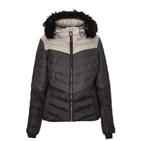 killtec Skijacke Damen Brinley - Winterjacke Damen - Damenjacke sportlich mit Skipasstasche - warme Jacke für den Winter - wasserdicht, schwarz, 38