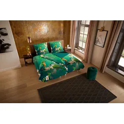 PURE luxury collection Wendebettwäsche »Signi«, 135x200, Pflegeleicht, Reißverschluss, Wendeoptik, Blumen, Vogel, Grün PURE luxury collection grün B/L: 135 cm x 200 cm