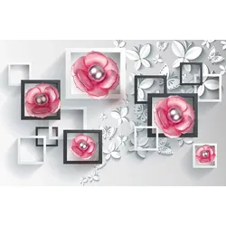 Fototapete PAPERMOON "Muster mit Blumen", bunt, B:4,50m L:2,80m, Vlies, Tapeten