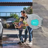 Automatische, Wandmontierte Und Tragbare Schlauchtrommel, Länge 25+2 M, Verriegelungssystem Und 7 Düsen, Grau