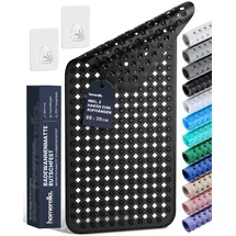 Homerella Badewannenmatte rutschfest 88x39cm BPA frei - inkl. Haken Schwarz