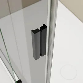 Bernstein Eckdusche mit Schiebetür NT806 flex Schwarz matt Nano Graues Glas 120x90 cm 6mm ESG-Sicherheitsglas