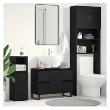 vidaXL Badezimmerschrank mit Tür 80 x 33 x 60 cm Schwarz/Eichen-Optik