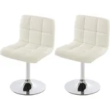 Mendler 2er-Set Esszimmerstuhl Drehstuhl Stuhl Kavala Kunstleder Chrom ~ weiß