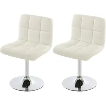 Mendler 2er-Set Esszimmerstuhl Drehstuhl Stuhl Kavala Kunstleder Chrom ~ weiß