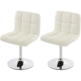 Mendler 2er-Set Esszimmerstuhl Drehstuhl Stuhl Kavala Kunstleder Chrom ~ weiß
