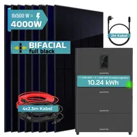 sunniva Balkonkraftwerk Full Black Bifazial 4000 W inkl. 10,24 kWh Speicher + 8 x 500 W N-Typ Glas-Glas Bifacial Module