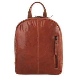 Cityrucksack X-ZONE, Gr. B/H/T: 29cm x 25cm x 10cm, onesize, braun (cognac), Rindsleder, Leder, casual, Rucksäcke, echt Leder