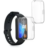 kwmobile 2X Silikon Hülle für Huawei Band 10/9 / 8 Schutzhülle - Fullbody Display Cover Set aus Silikon - Transparent