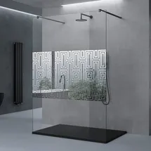 doporro Duschwand Duschtrennwand 140x200 Walk-In Dusche schwarz mit Doppel-Stabilisator aus Echtglas 10mm ESG-Sicherheitsglas Klarglas mit Labyrinth