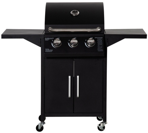 Outsunny Gasgrill, Grillfläche: 41 × 24 cm, Kohlenstoffstahl, schwarz