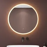 doporro LED-Badspiegel runder Wandspiegel φ70 cm Dimmbar Beschlagfrei 5mm Float-Glas mit Touchschalter und Memory, Badezimmerspiegel LED-Spiegel 05 - Weiß
