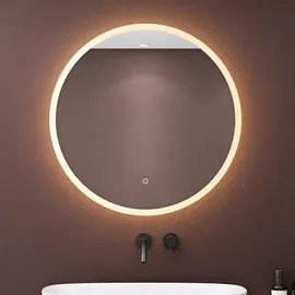 doporro LED-Badspiegel runder Wandspiegel φ70 cm Dimmbar Beschlagfrei 5mm Float-Glas mit Touchschalter und Memory, Badezimmerspiegel LED-Spiegel 05 - Weiß