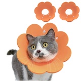 PUMYPOREITY 2 Stücke Halskrause Katze, Weicher Schutzkragen Katze Katzenkragen Wiederherstellung Halsband Weich Sonnenblume Katze Schutzkragen Nach Operation und Verletzungen(Orange, S)