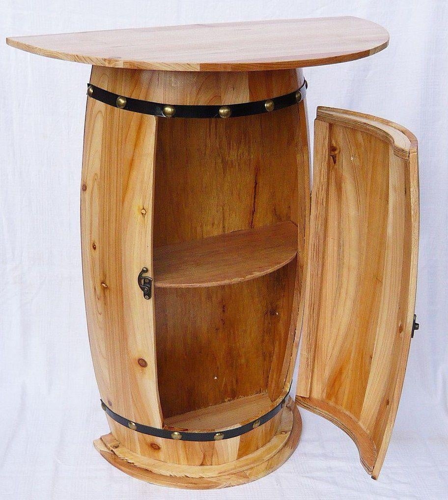 DanDiBo Wandtisch Tisch Weinfass 373 Schrank Weinregal Fass aus Holz 73 cm Beistelltisch