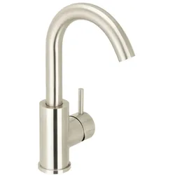 Herzbach DESIGN iX Waschtisch-Einlochbatterie M-Size seitliche Betätigung mit Ablauf Edelstahl