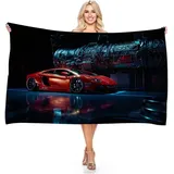 Strandtuch groß 70x150 cm 3D Roter Sportwagen, Microfaser Handtücher, Strandlaken Handtuch, Schnell Trocknen Strandhandtuch Herren Frauen Badetücher, Badetuch, Strandtücher